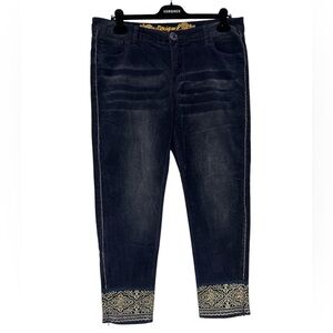 DESIGUAL Exotic Jeans Corduroy Sequins Cropped Pants